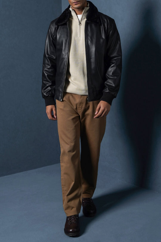BLACK NAPPA LEATHER JACKET