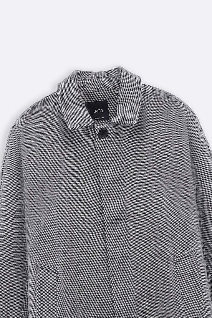 GREY WOOL-BLEND OVERCOAT
