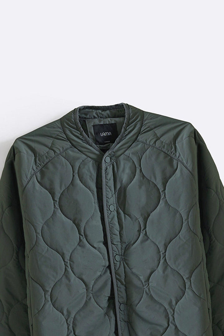 GREEN QUILTED MANDARIN JACKET