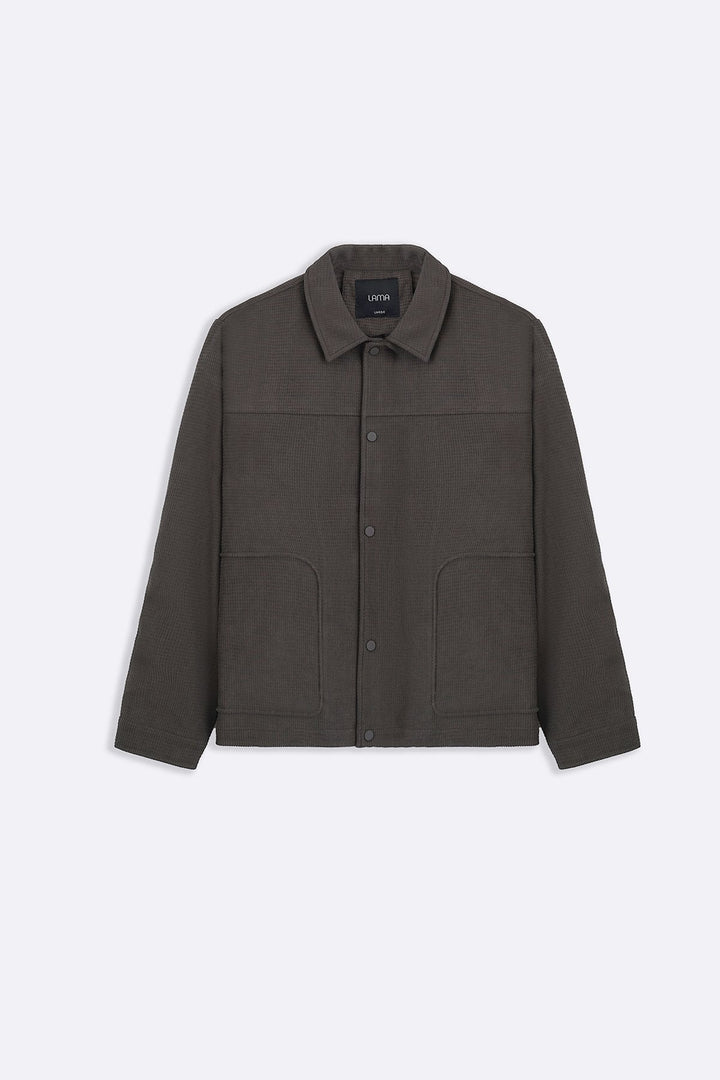 COFFEE WAFFLE-TEXTURED JACKET