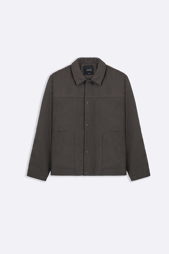 COFFEE WAFFLE-TEXTURED JACKET