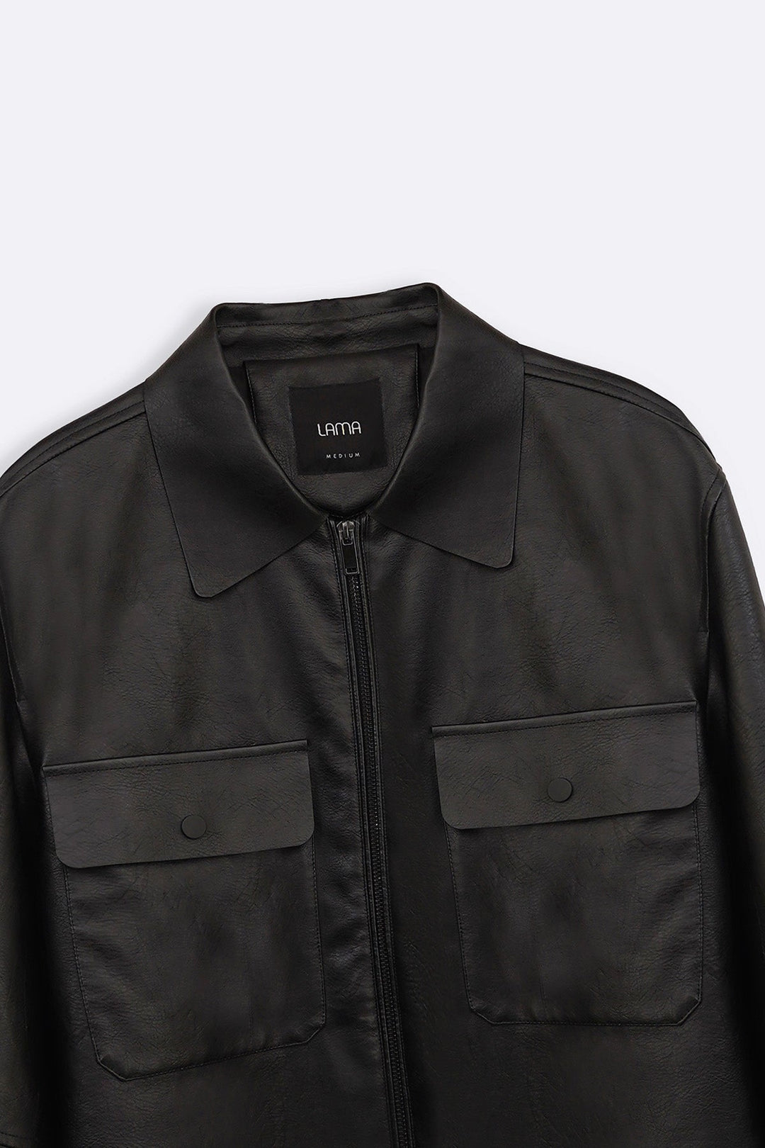 BLACK LEATHER EFFECT JACKET