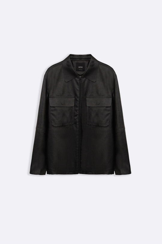 BLACK LEATHER EFFECT JACKET