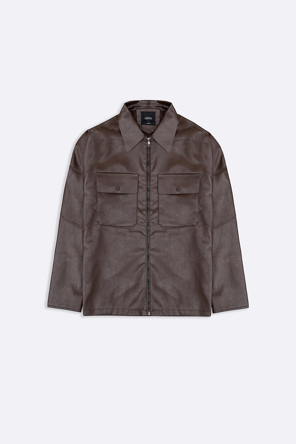 BROWN LEATHER EFFECT JACKET