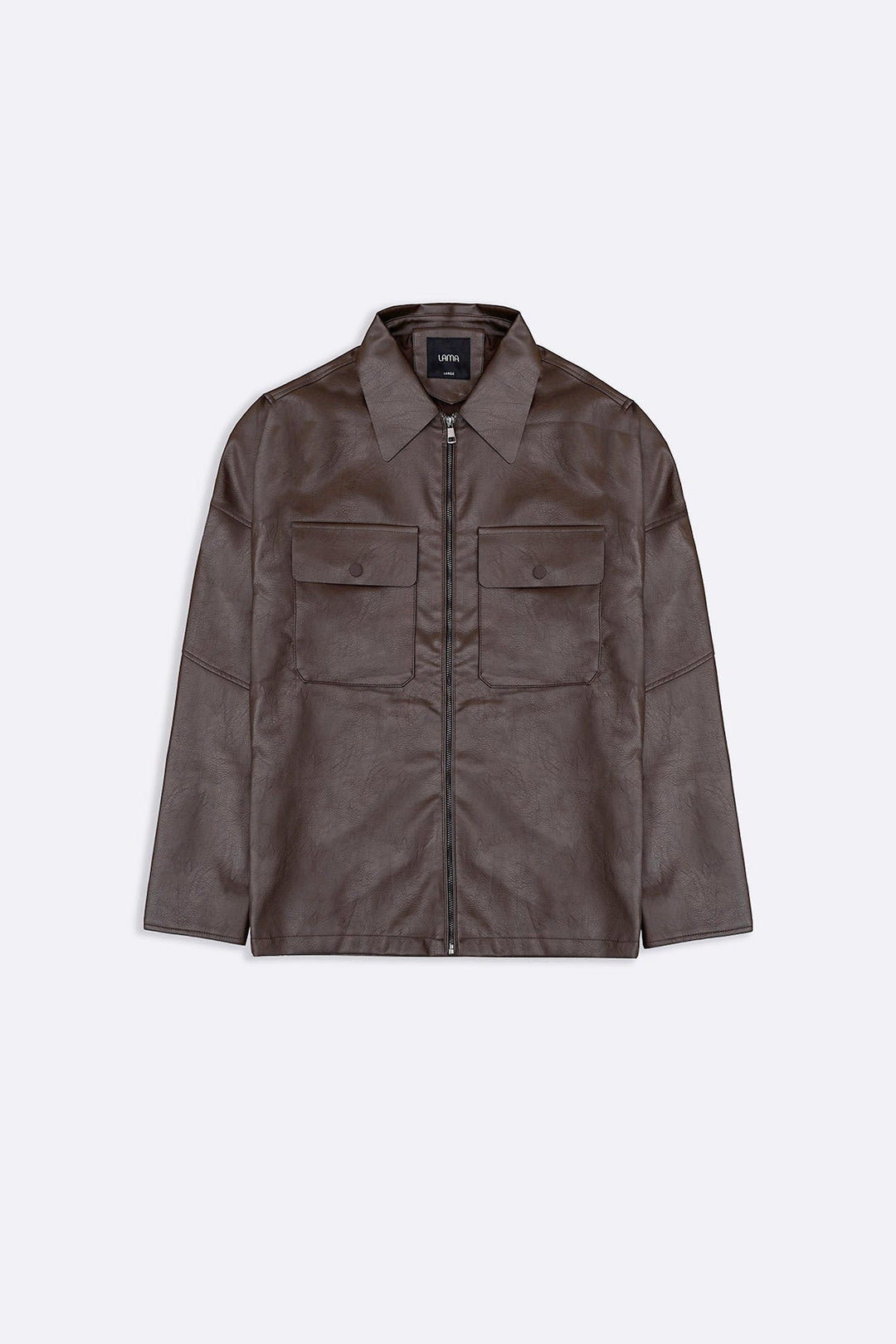 BROWN LEATHER EFFECT JACKET