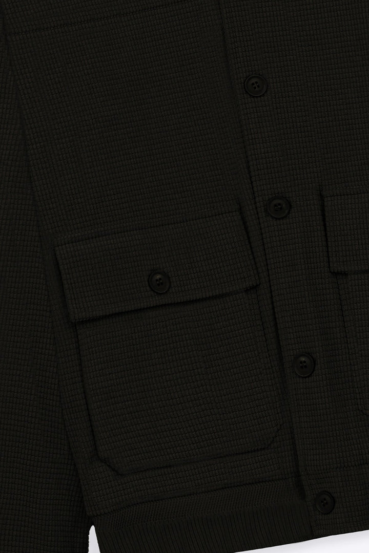 BLACK MOCKNECK CARDIGAN