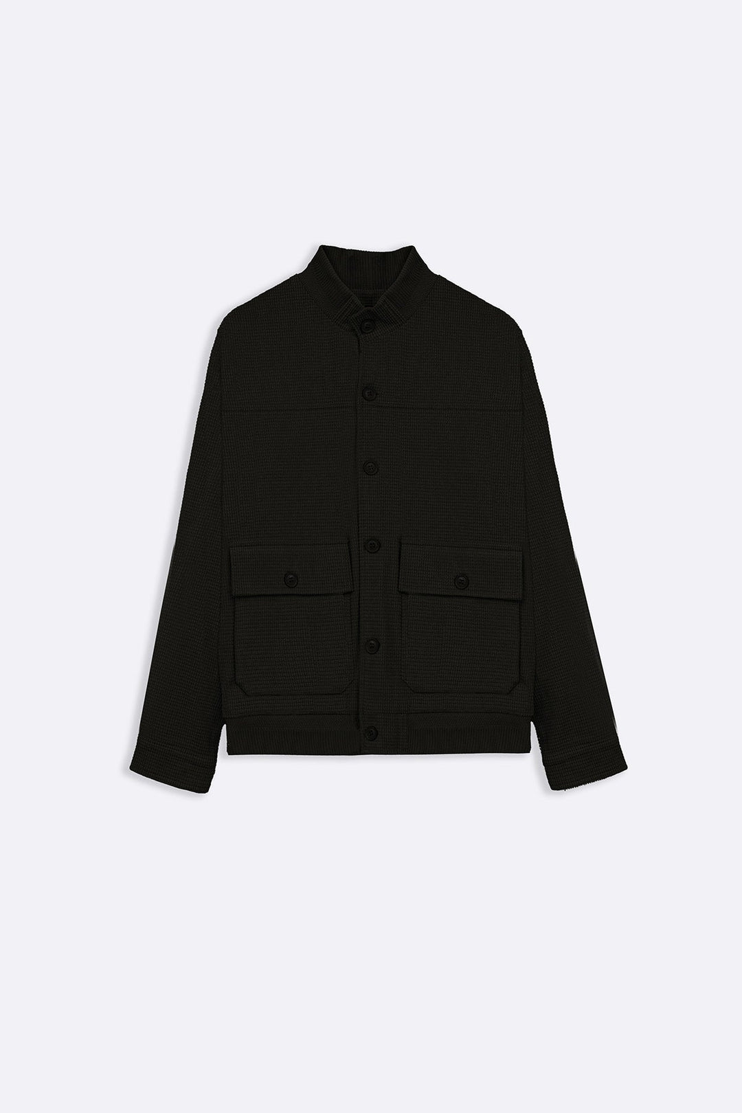BLACK MOCKNECK CARDIGAN