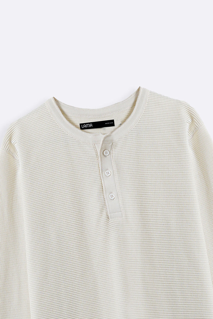 IVORY WAFFLE KNIT T-SHIRT