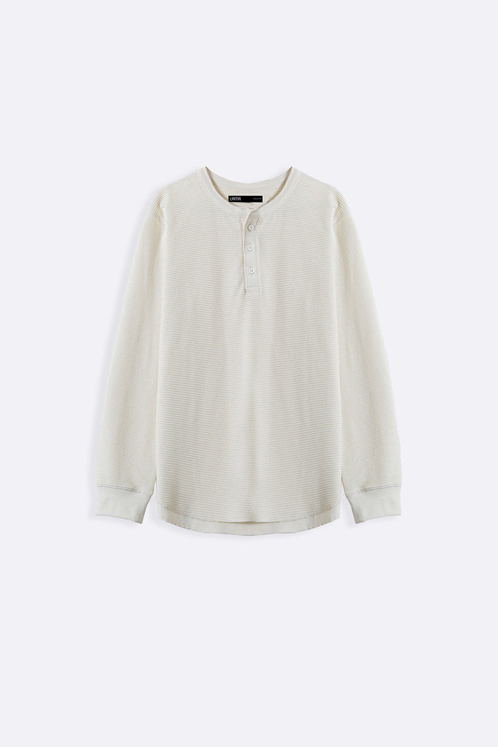 IVORY WAFFLE KNIT T-SHIRT