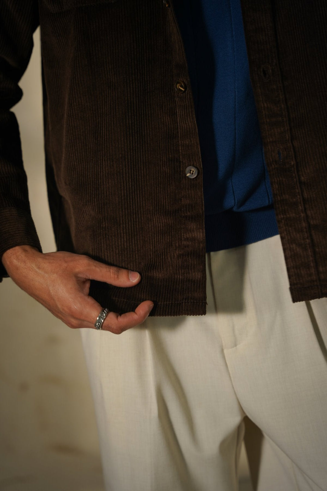 COFFEE LIGHT CORDUROY SHACKET