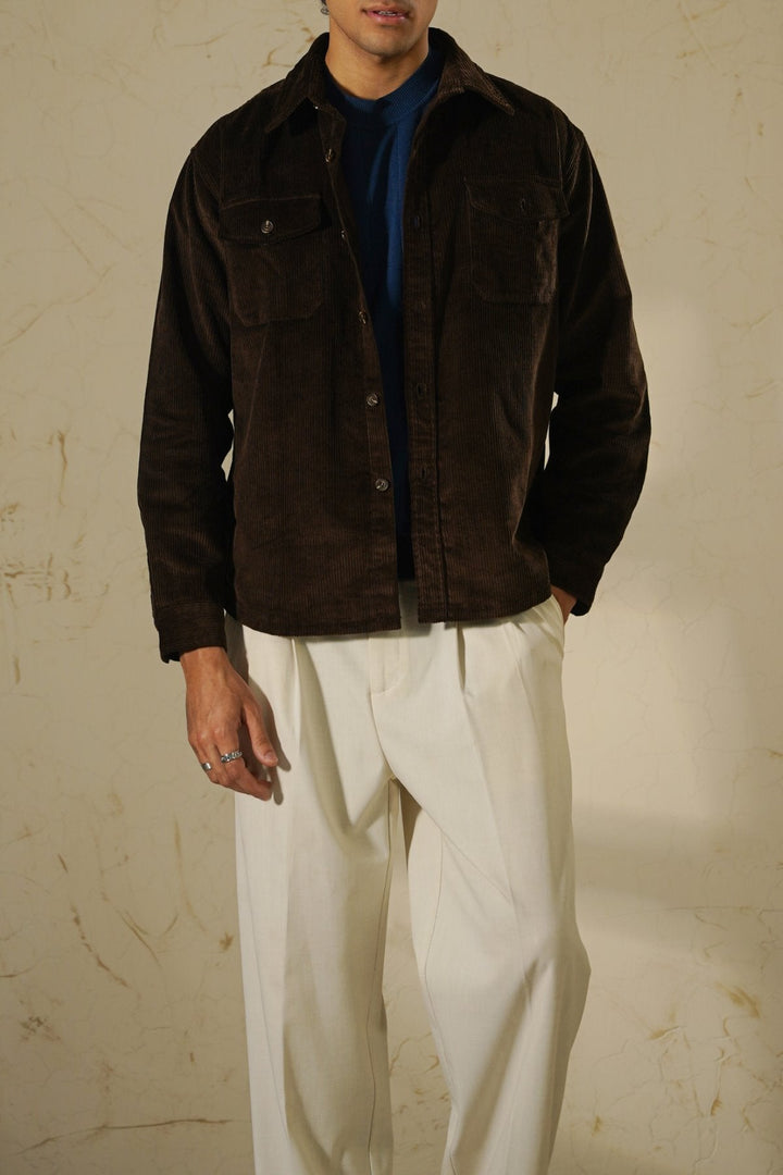 COFFEE LIGHT CORDUROY SHACKET