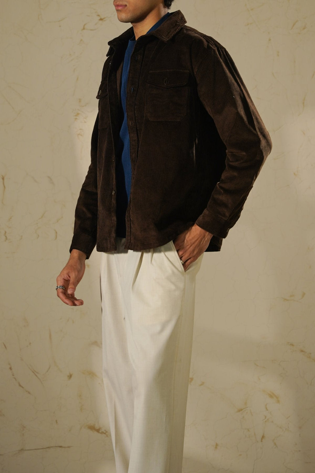 COFFEE LIGHT CORDUROY SHACKET