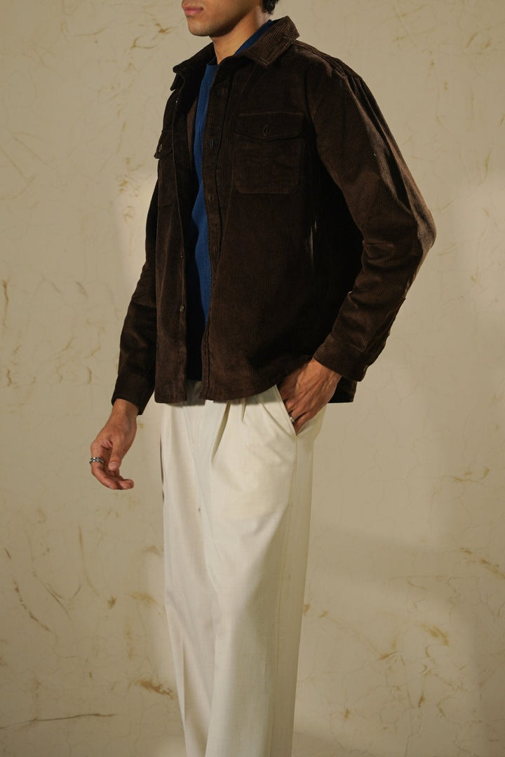 COFFEE LIGHT CORDUROY SHACKET