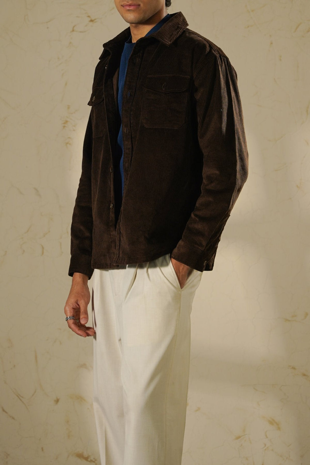 COFFEE LIGHT CORDUROY SHACKET