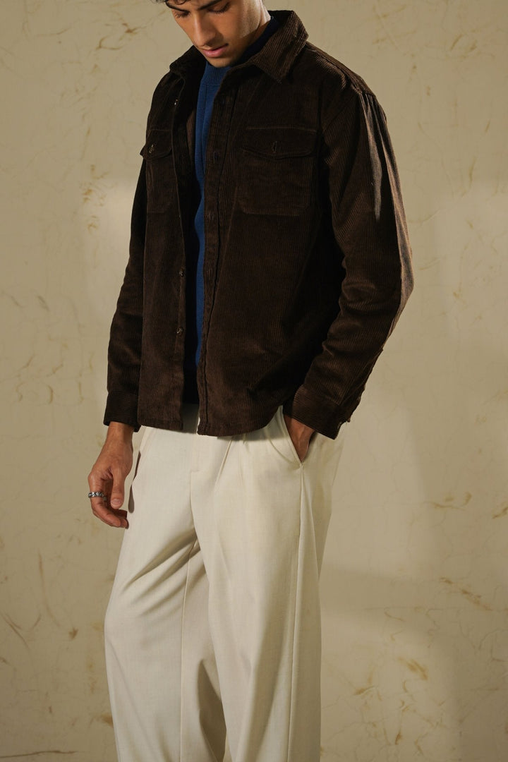 COFFEE LIGHT CORDUROY SHACKET
