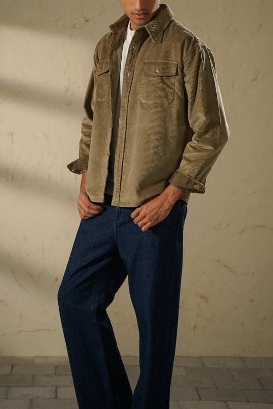 KHAKI LIGHT CORDUROY SHACKET