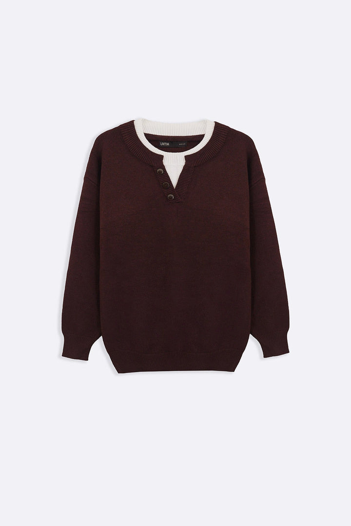 BROWN CAMPUS HENLEY SWEATER
