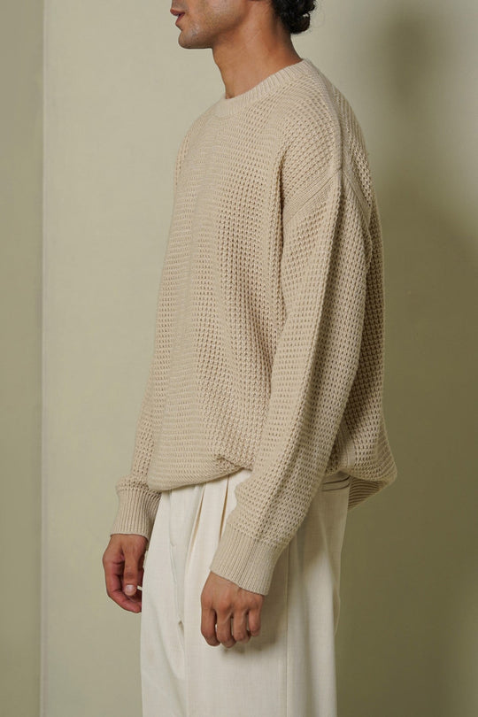 CREAM FISHERMAN SWEATER