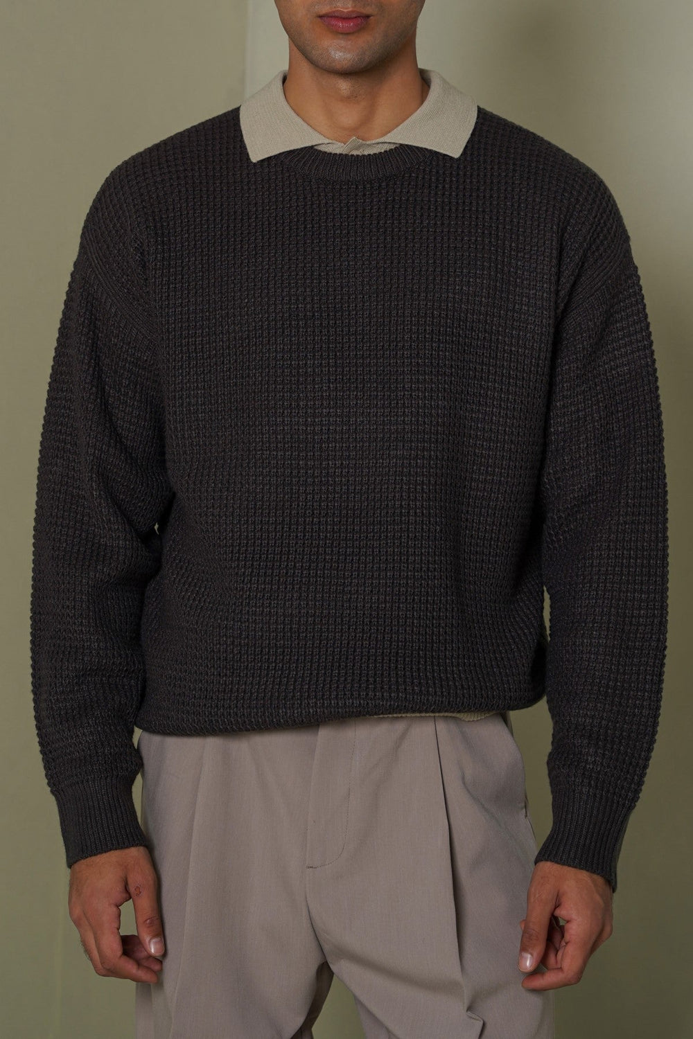 DARK GREY FISHERMAN SWEATER