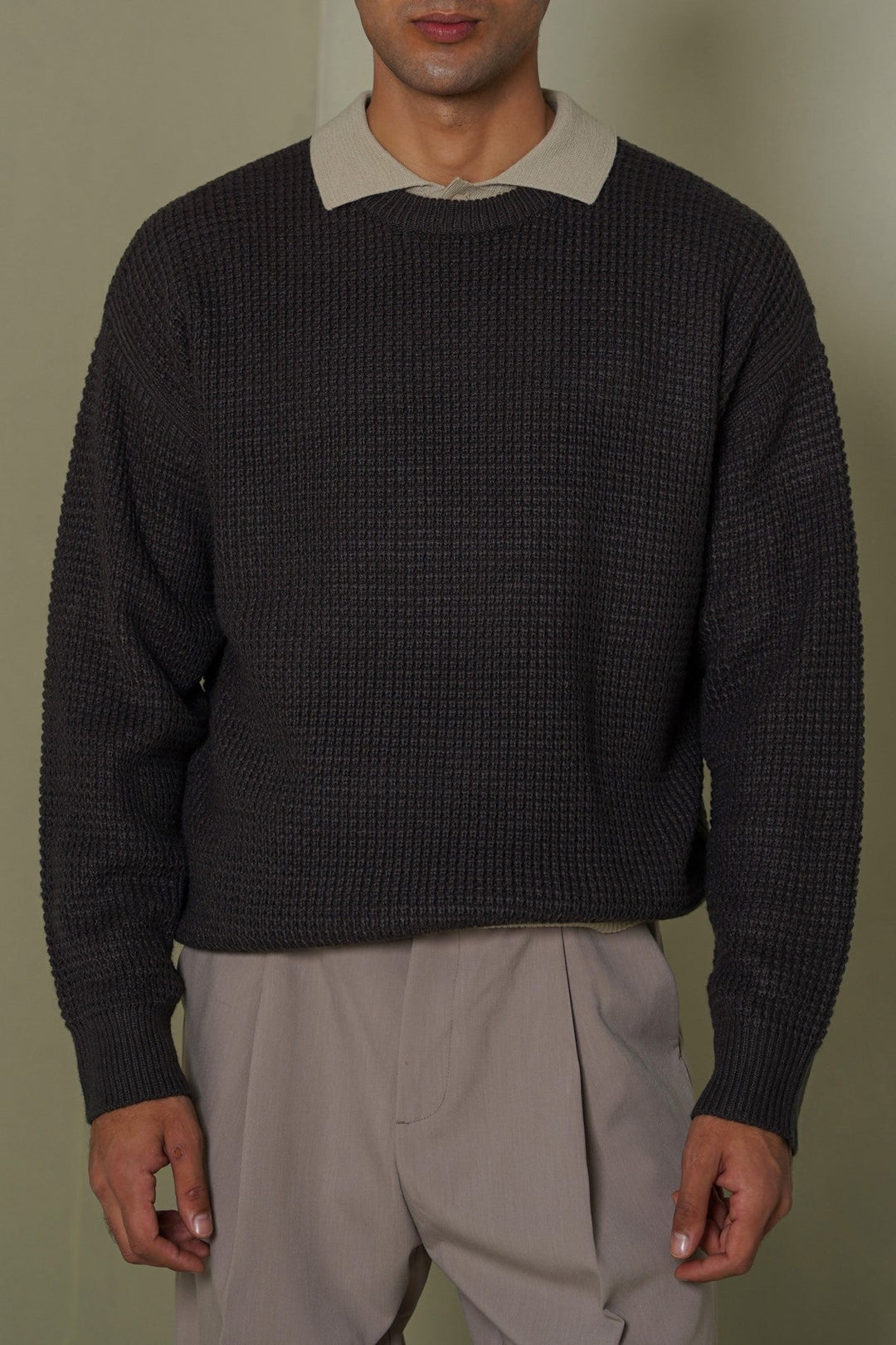 DARK GREY FISHERMAN SWEATER