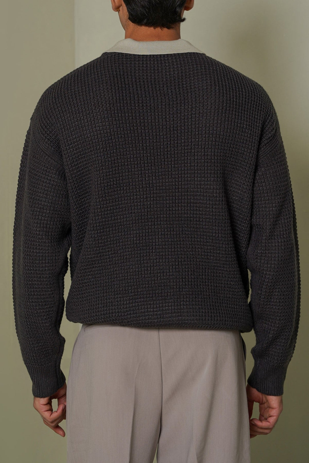 DARK GREY FISHERMAN SWEATER