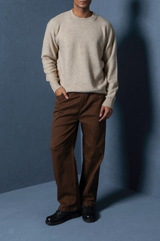 BEIGE SOFT-BRUSHED SWEATER