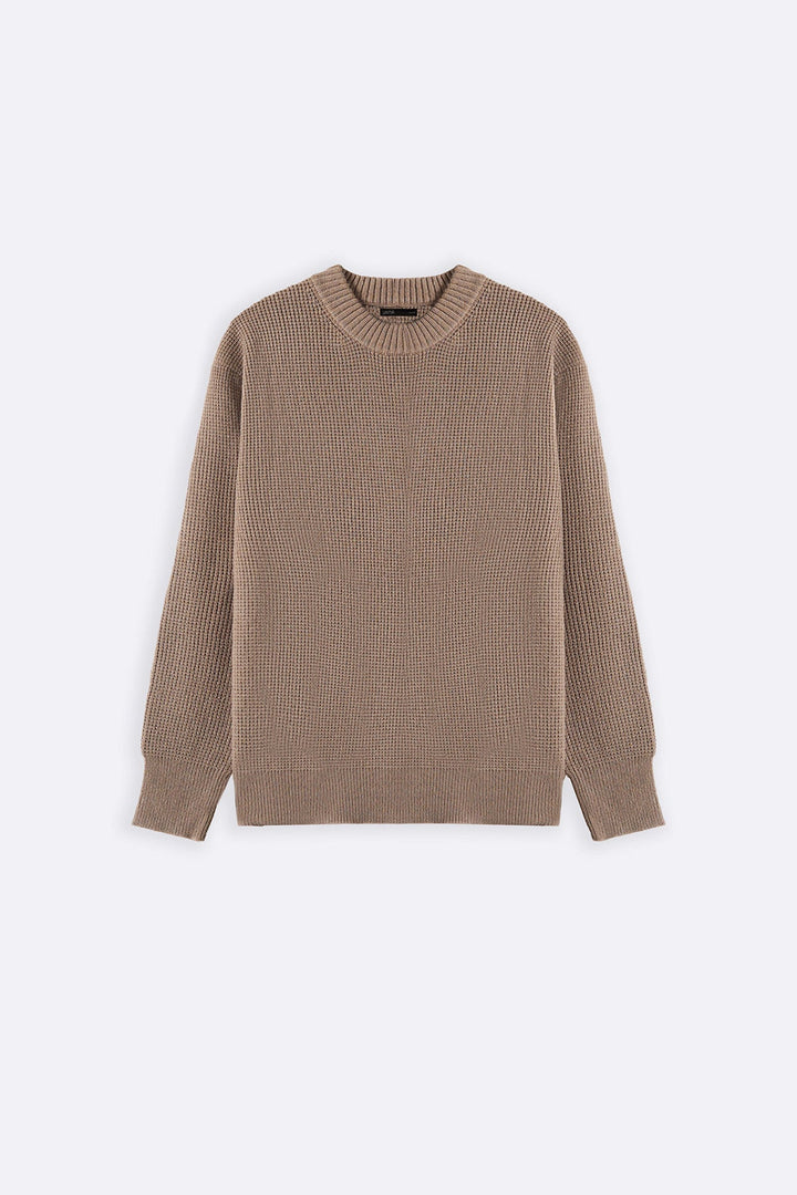 SAND WAFFLE KNIT SWEATER