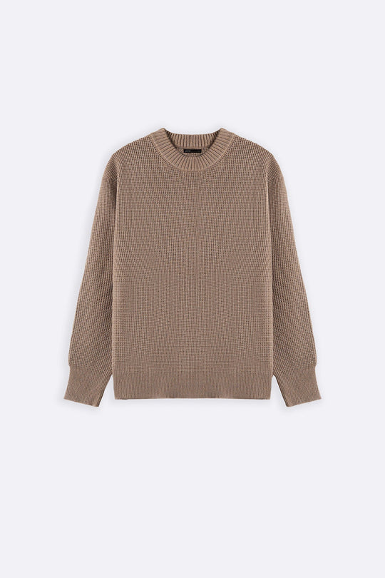 SAND WAFFLE KNIT SWEATER