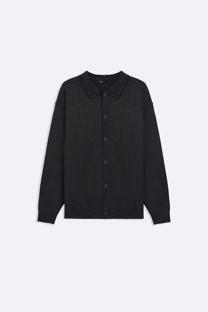 CHARCOAL OXFORD CARDIGAN
