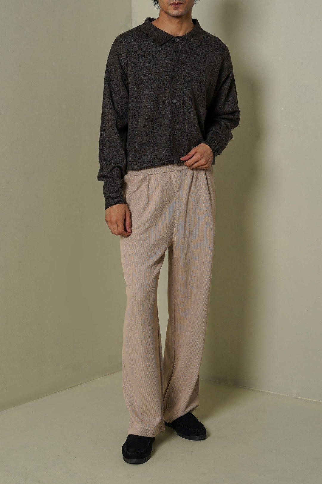 CHARCOAL OXFORD CARDIGAN