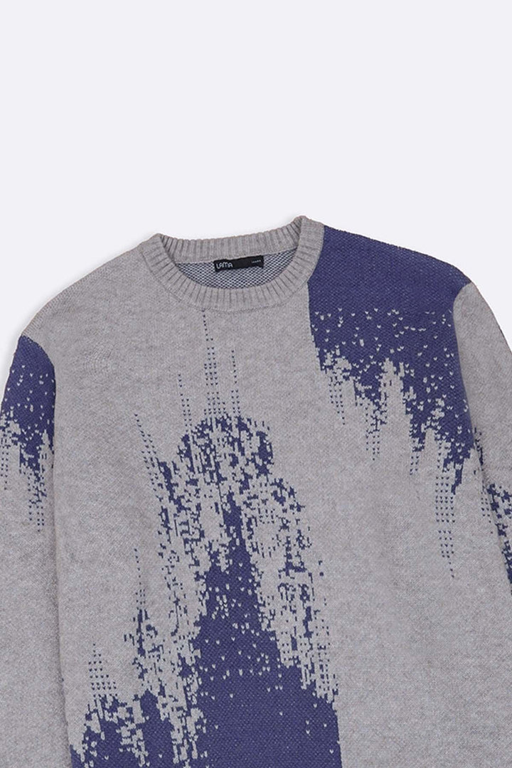 LIGHT GREY ABSTRACT SWEATER