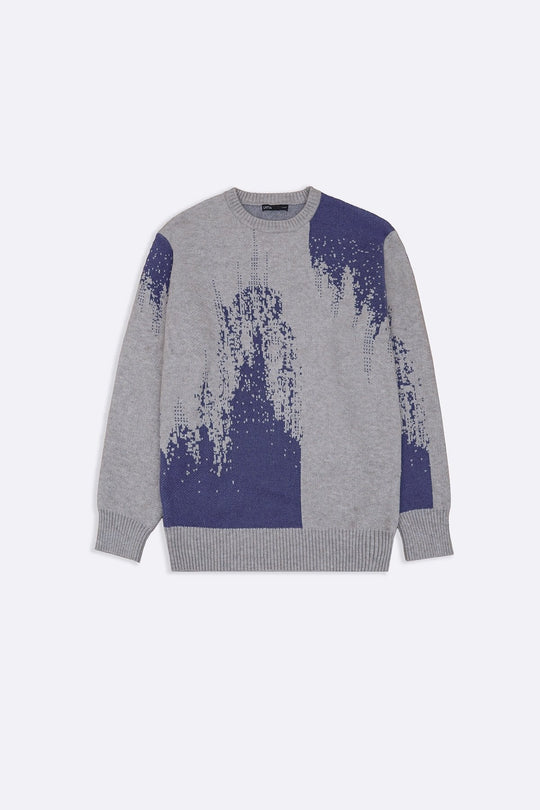 LIGHT GREY ABSTRACT SWEATER