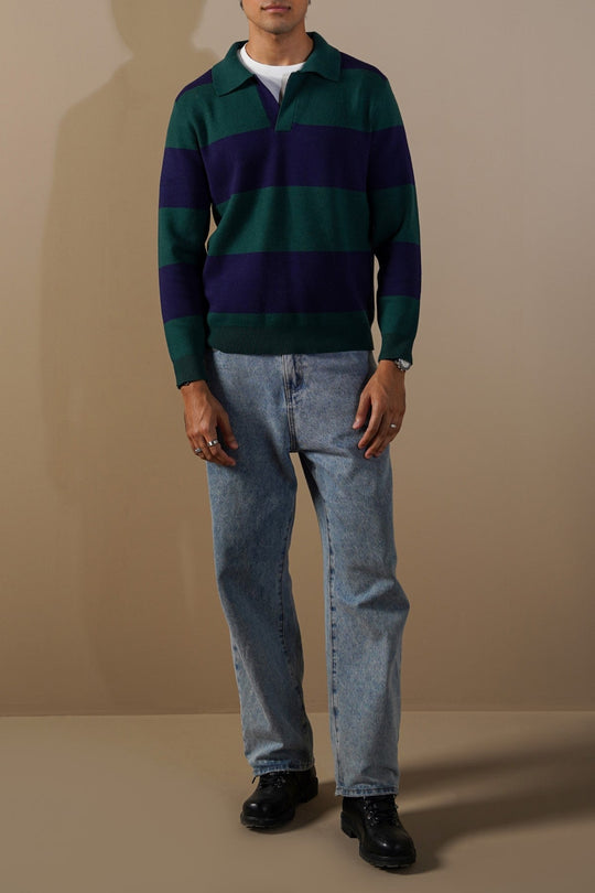 NAVY GREEN RUGBY SWEATER