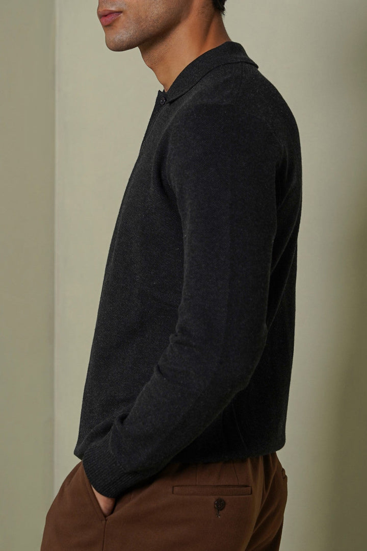 CHARCOAL ACADEMY POLO SWEATER