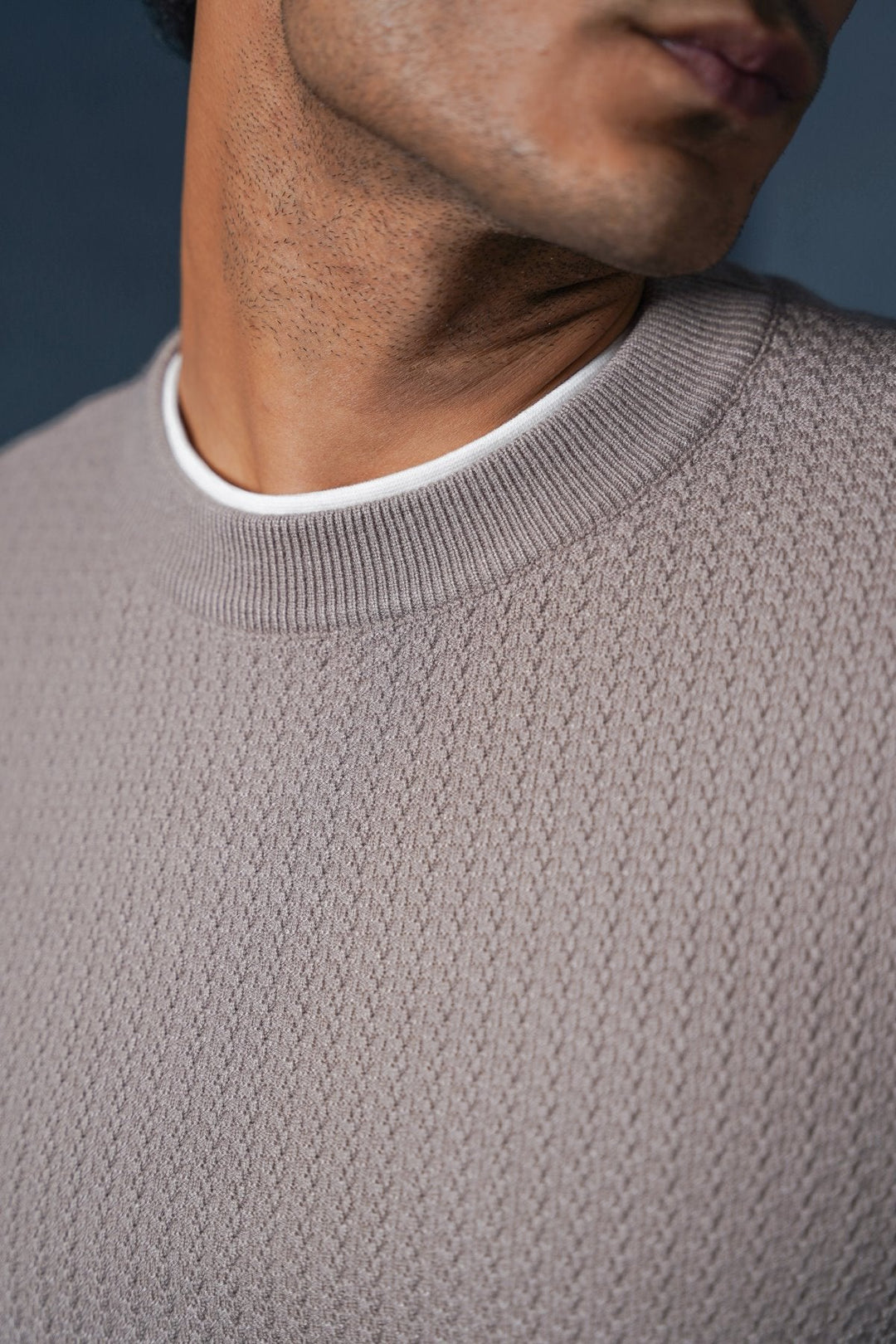 BEIGE CREW NECK SWEATER