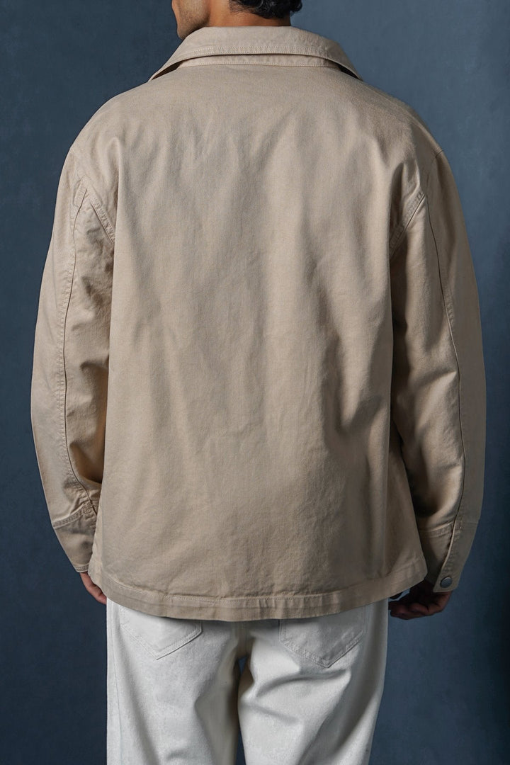 BEIGE TWILL UTILITY JACKET