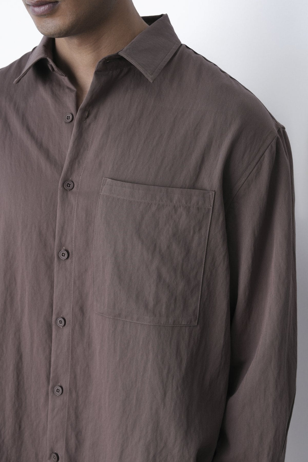 BROWN-RELAXED TWILL SHIRT