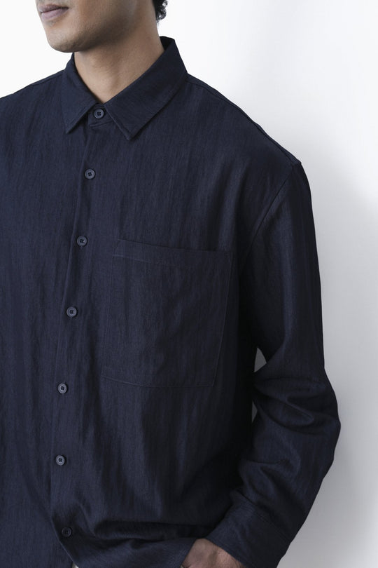 NAVY-RELAXED TWILL SHIRT