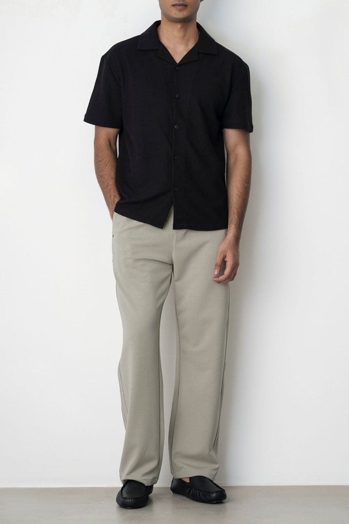 BLACK TEXTURED WEEKEND SHIRT