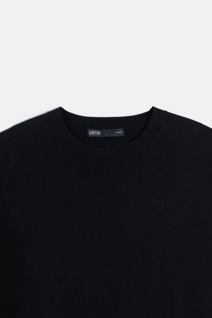BLACK FINE KNIT TEE