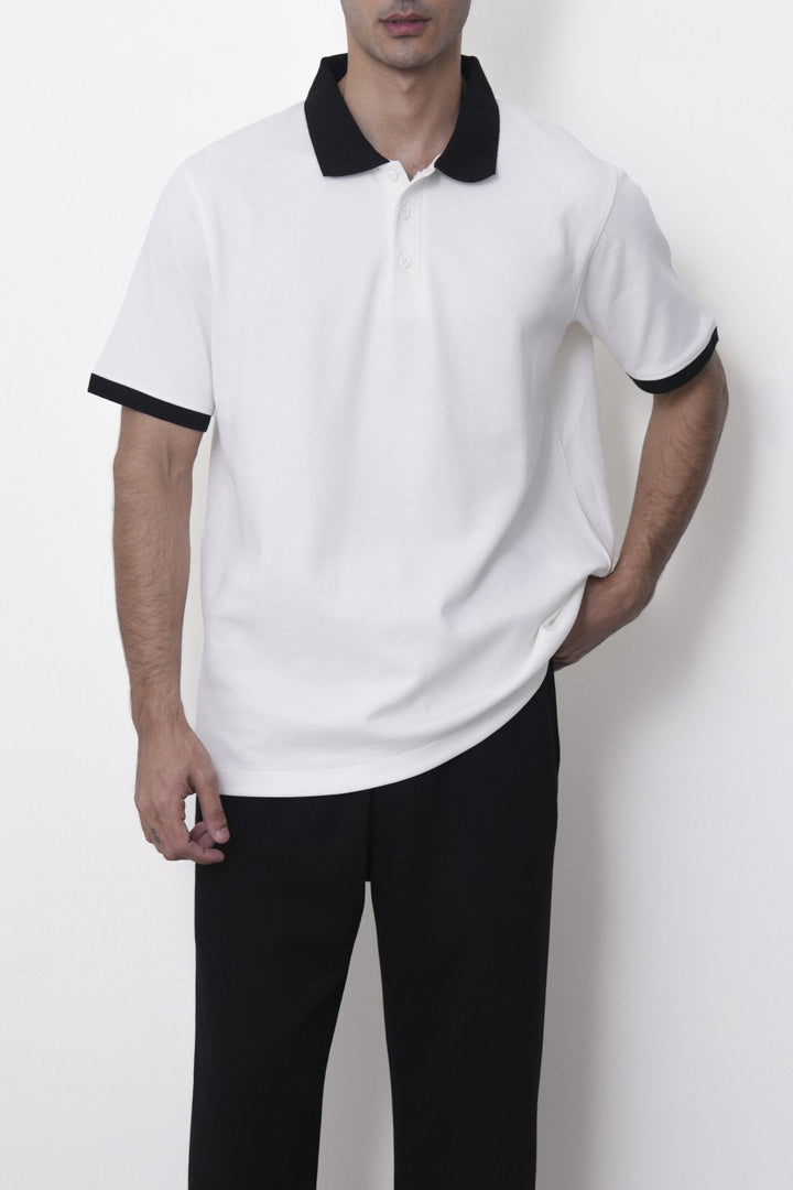 WHITE-HERITAGE CONTRAST POLO