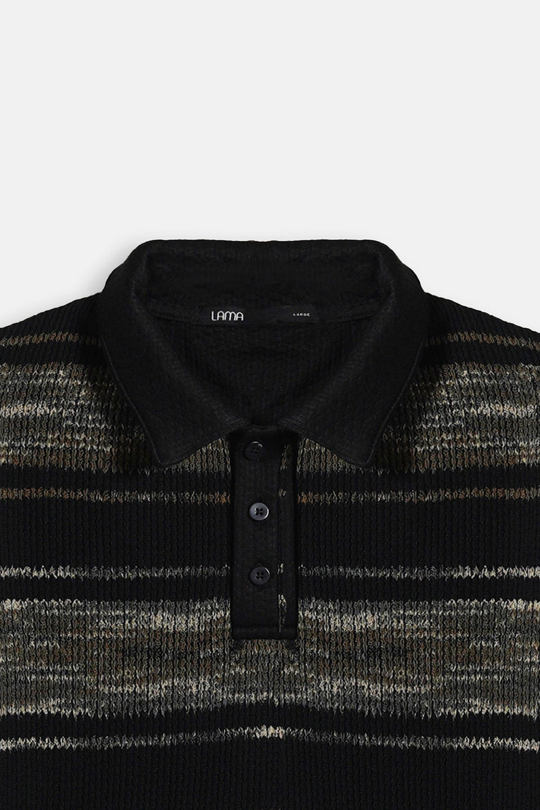 BLACK STRIPED HEAVY TEXTURED POLO