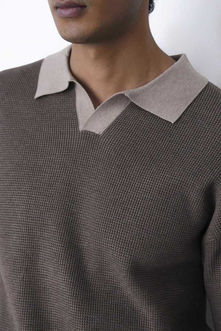 BROWN CONTRAST COLLAR POLO