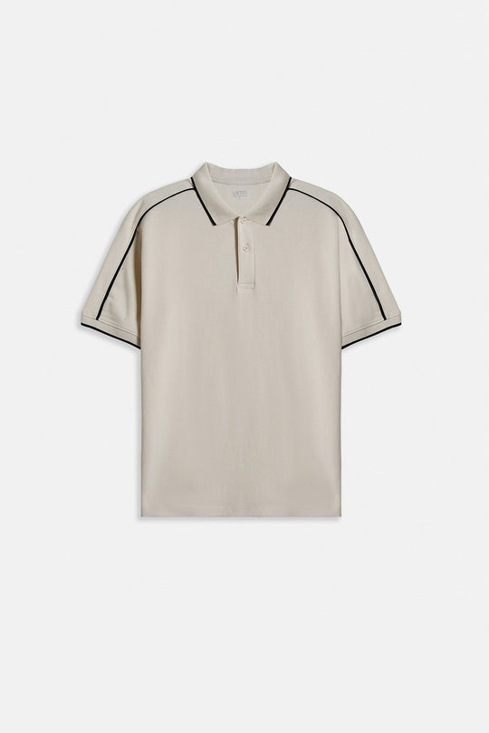 IVORY CONTRAST PIPING POLO