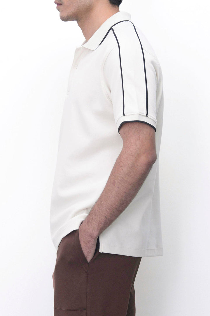 IVORY CONTRAST PIPING POLO