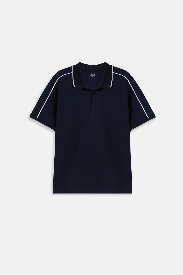 MID BLUE CONTRAST PIPING POLO
