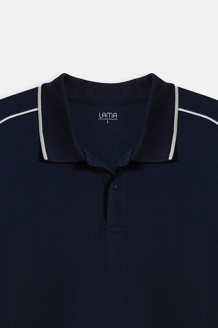 MID BLUE CONTRAST PIPING POLO
