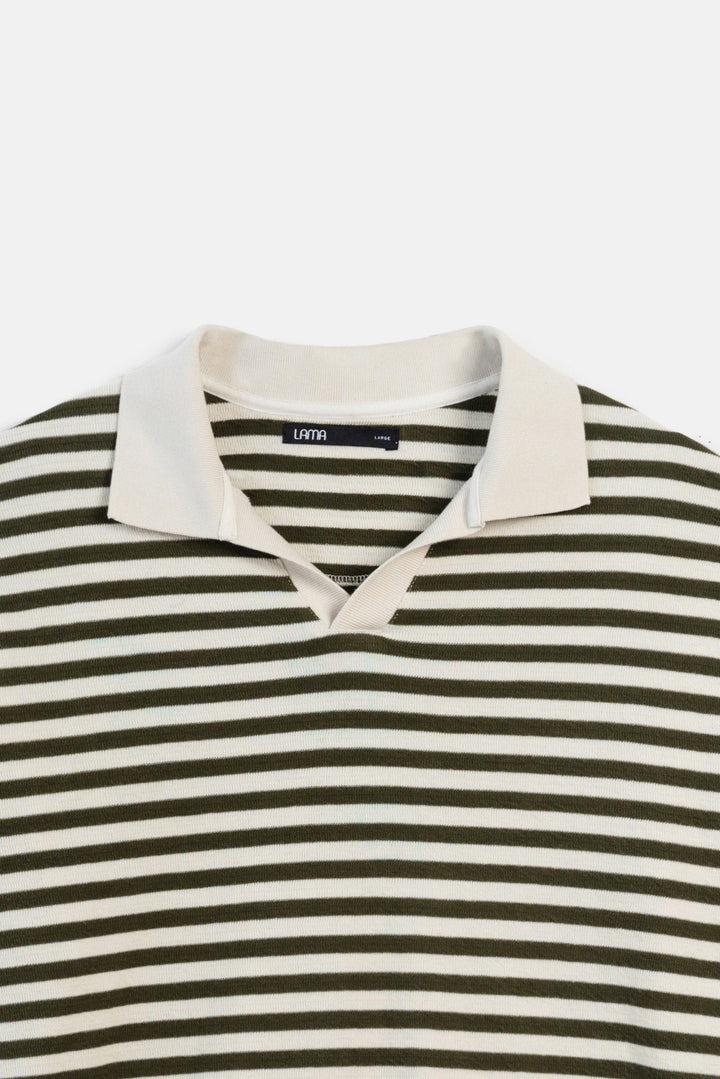 OLIVE IVORY STRIPED POLO