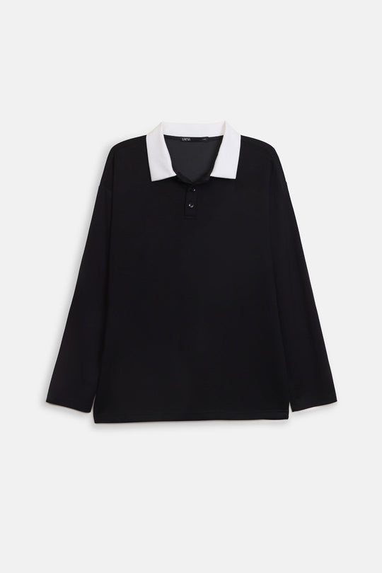 CONTRASTING COLLAR BASIC SHIRT