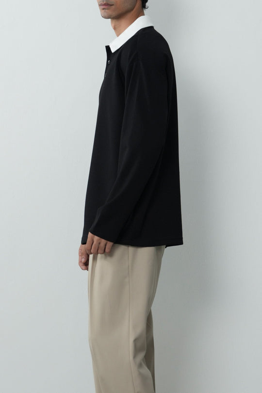 CONTRASTING COLLAR BASIC SHIRT